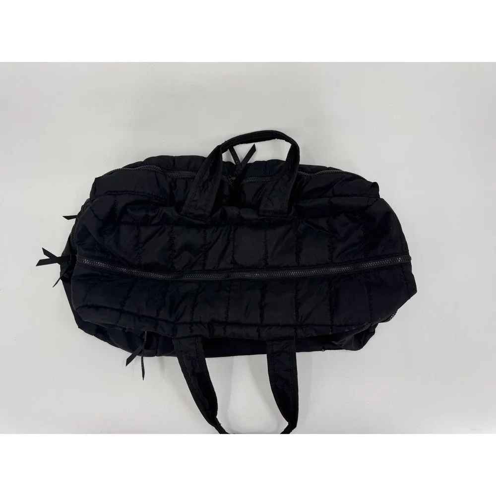 Pajar Canada Black Quilted‎ Puffer Duffel Bag Orange Lining Travel Gym CA56188